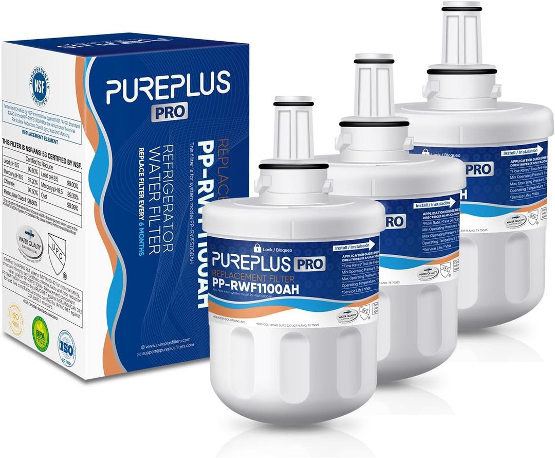 PUREPLUS DA29-00003G NSF 53&42 Certified Water Filter Replacement for Samsung DA29-00003B Aqua-Pure Plus DA29-00003A, DA20-00003G, HAFCU1, DA29-00003F, RFG297AARS, RFG237AARS, RSG257AARS Refrigerator, 3Pack