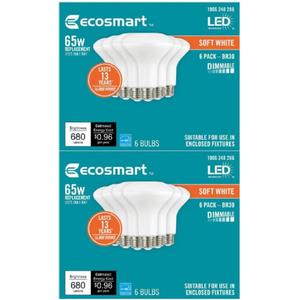 EcoSmart 65-Watt Equivalent BR30 Dimmable Energy Star LED Light Bulb Soft White (12-Pieces)