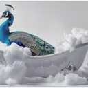 PailailaiNest Funny Animal in Bathtub Peacock Wall Art Bird Peacock Painting Poster Picture Wall Decor for Bedroom Office Living Room Home Decor for Women Unframed 12x18inch(30x45cm)
