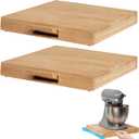 IMPRESA 2 Pack Countertop Appliance Slider & Wooden Sliding Tray for Coffee Maker, Heavy Appliances, Large Coffee Maker Slider Tray for Counter