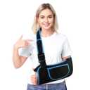 Arm Sling Shoulder Immobilizer for Men and Women, Adjustable Rotator Cuff Support Brace, Fit Left or Right, Comfortable Medical Slings for Elbow and Wrist Injury, Forearm Fracture, Surgery Recovery (Black/Blue)