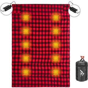 Heated Sleeping Bag pad, Heated Sleeping Bag Liner, Type-C Input, 5+5 Heating Zones, Operated by Power Bank (Battery NOT Included) or Other USB Power Supply, Type-C