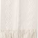BATTILO HOME Cream Throw Blanket for Couch, Bedroom Decor Boho Throw Blanket, Decorative White Blanket Throw for Sofa Living Room, 50"x60" (50 x 60 in.)