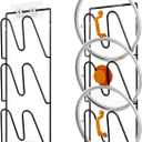 Durmmur 2 Pack Pot Lid Organizer Rack, 6-Tier Pot Lids Holder for Cabinet Door/Wall, No Drilling Adhesive Wall/Door Mounted Rustproof Pot and Pan Cover for Kitchen Storage, Classic Black