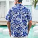 Hawaiian Shirt for Men Casual Summer Short Sleeve Beach Vacation Aloha Hawaii Button Down Shirt Holiday (Blue, XXL)