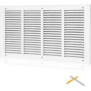 20x10 Duct Opening | Steel Return Air Grille | Vent Cover Grill for Sidewall and Ceiling | HVAC Cold Air Intake Grille | White | Outer Dimensions: 21.75"W X 11.75"