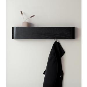 Kazai. Wall-Mounted Coat Rack 'Toke' - Modern Design Coat Rack with Hidden Wall 5 Hooks - Solid Wood Veneer Panel Coat Hanger - Oak, Black