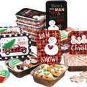 2 x GIA'SKITCHEN Disposable Aluminum Pans with Lids, 24 Piece, Set of 12 - Heavy Duty Foil Pans with Lids Perfect for Leftovers, Holiday Treats, Gift Giving - Assorted Snowman Rectangular