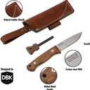 BPSKNIVES Bushmate 2.0 Designed by DBK - Bushcraft Knife - Fixed-Blade Carbon Steel Knife with Leather Sheath & Firestarter - Outdoor Full Tang Camping Survival Knives