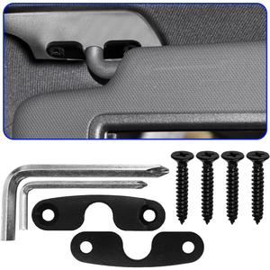 Aluminum Alloy Car Sun Visor Repair Kit, Heavy Duty Automotive Sun Visor Clip, Universal Vehicle Visors Mounting Holder for Most SUVs (Black)