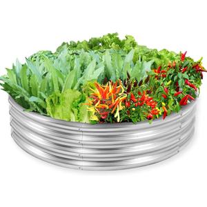 3 ft Galvanized Steel Raised Garden Bed, Large Outdoor Metal Planter Box Big Flower Plant pots for Patio Backyard Porch Deck Planting Flowers Vegetables and Herbs (Silver, 3 ft)