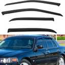 4pcs Front+Rear Smoke Tint Sun/Rain Guard Outside Mount Tape-On Vent Window Visors Compatible with 98-11 Crown Victoria 92-11 Grand Marquis