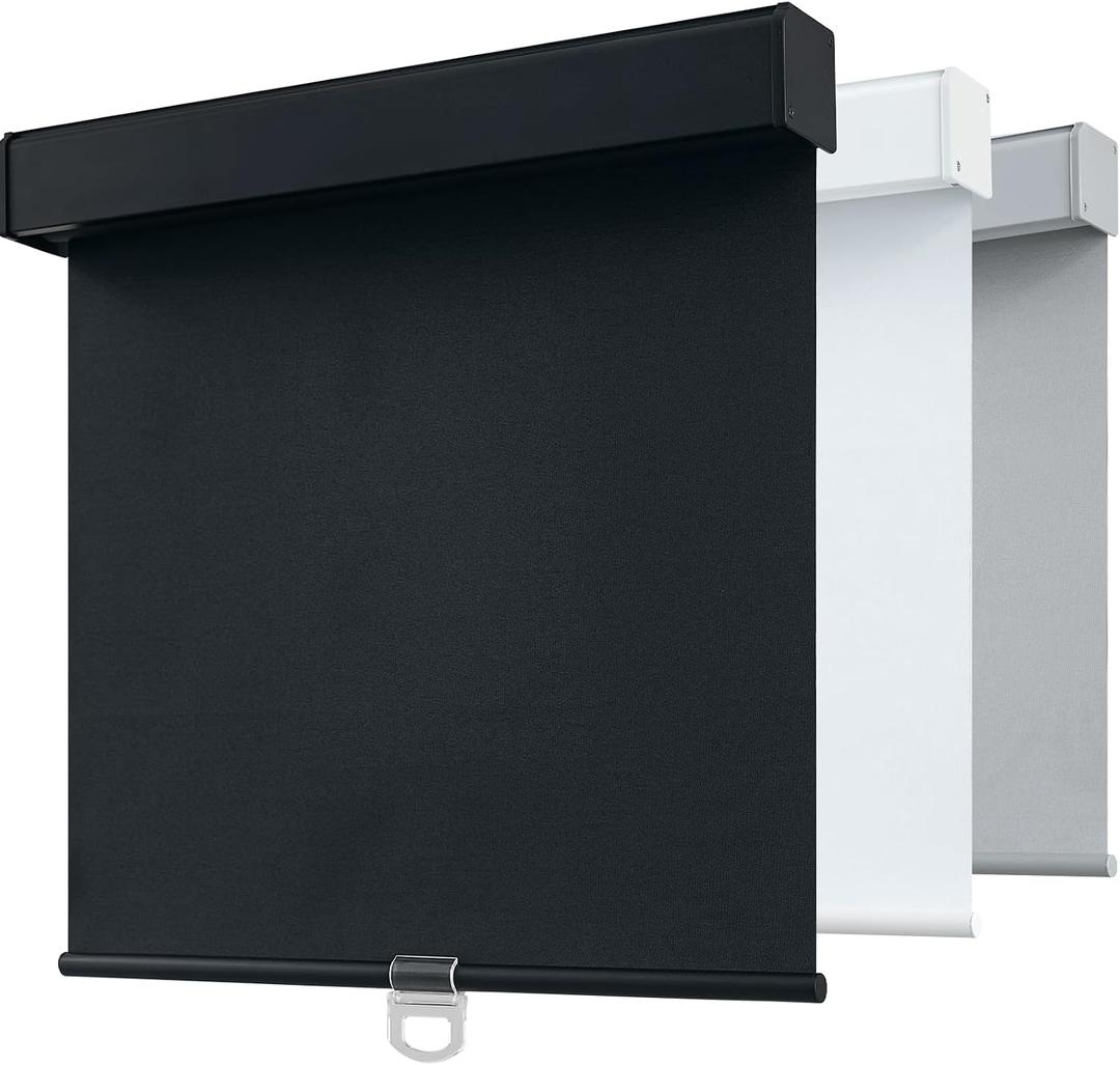 SHADEMOON Blackout Cordless Roller Shades for Windows,Free-Stop System Blind with Valance,Pull Down Room Darkening Indoor Shades,Thermal Insulated UV Blocking Fabric,Home Office(Black,34" W x 72" H)