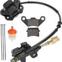FVRITO Rear Brake Master Cylinder Caliper Assembly for 50cc 70cc 90cc 110cc 125cc Taotao Boulder B1 Coolster 3050HD 3050C 3125R Peace Chinese ATV Quad Mini 4 Wheeler Motorsports Scooter Black