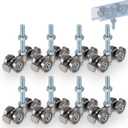 Tallew 8 Pcs Silver 4 Wheel Silent Trolley Assembly Rollers for Use with 1-5/8" Wide and All 1-5/8" or Taller Strut Channels with M10 Bolt