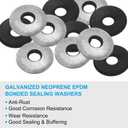 2 x PATIKIL 1/4" x3/4" EPDM Bonded Sealing Washers, 200 Pieces Galvanized Neoprene Rubber Backed Screw Gasket for Industrial Home Machinery Ships Roof (#14x1/4)