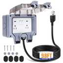 XINYIELE Outdoor Power Outlet,Outdoor Extension Cord Waterproof Double Wall Outlet Extender with On-Off Switch and Indicator Light，Exterior Electric External Power Outlet,Outside Outlet (9.8FT)