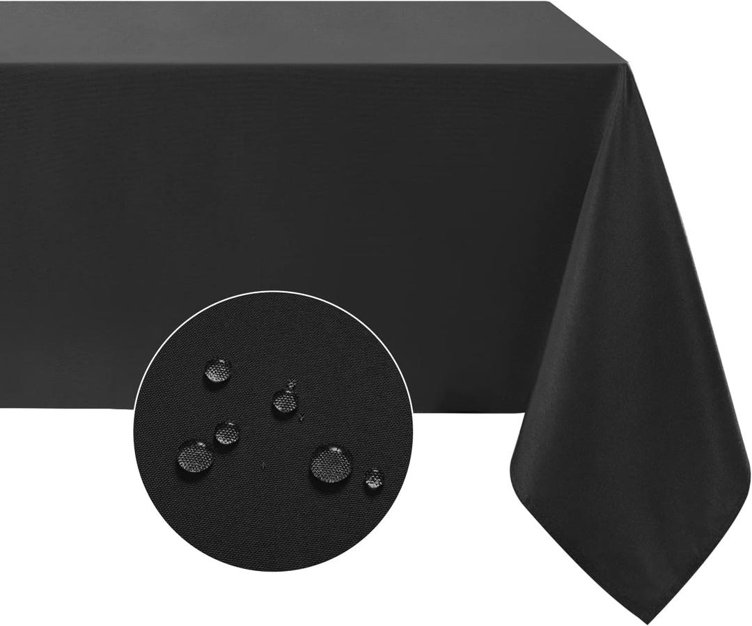 Softalker Rectangle Tablecloth, Waterproof & Stain Resistant Table Cloths Wrinkle Free Fabric Washable 210GSM Polyester Table Cover for Dining/Party/Outdoor - 70 x 120 inch,Black