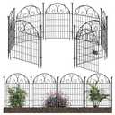 Tall Garden Animal Barrier Fence With Gate, 38 in(H)×26 1/2in(L) 9 Panels Dog Digging Fences Barrier, Black Metal Temporary Fencing, Reusable Defense Fence For Outdoor Yard. Total 17 Ft│Patented