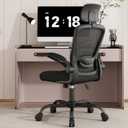 Ergonomic Office Chair for Long Hours & Back Pain Relief  Desk Chair with Adjustable Lumbar Support & Headrest, High-Density Foam Cushion, Flip-Up Armrests, Perfect for Work & Study (Dark Black)