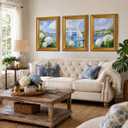 3 Piece Coastal Sailboat Wall Art, Vintage Gold Framed Decor, 16x24 inch