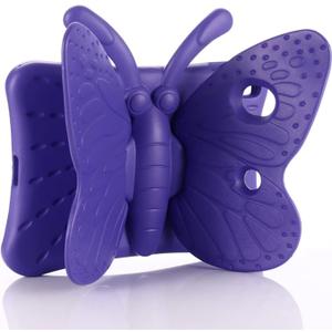 KIQ Kids Case for iPad 9.7, Cute Butterfly Shockproof EVA Foam Protection Tablet Cover for Apple iPad 5th 6th Gen 2017 2018 (Butterfly Purple)