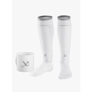LUX Soccer Sleeves w/FREE Guard Stays for Men/Boys/Youth Compatible w/Soccer Grip Sock, White, M
