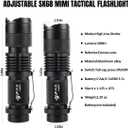 ULTRAFIRE 3 Pack Mini Flashlights Focus Adjustable SK68 Single Mode Tactical LED Flashlight, Ultra Bright 300 Lumens Torch