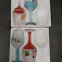 Boao Set of 4 Christmas Wine Glasses 14.9oz Festive Santa Snowman Christmas Tree Drinking Goblets Cups Painted Xmas Gift Winter Wine Glassware for Party Wedding Holiday(Red,Blue)