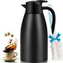 68oz Thermal Coffee Carafe, Stainless Steel Coffee Carafes for Keeping Hot, Airpot Insulated Tea Pot Dispenser for Hot Water, Tea, Hot Beverage - Keep 12 Hours Hot, 24 Hours Cold, Black
