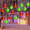 16 Pcs LED Large Christmas Balls Ornaments Colorful Lights Ball Plastic Hanging Globe Yard Decor for Outdoor Indoor Xmas Tree Holiday Parties(Red, Green) (3.94 Inch)