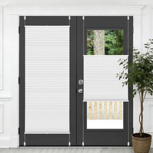 Cellular Shades Top Down Bottom Up Cordless Light Filtering Honeycomb Blinds No Drilling Or Drilling Pleated Window Shades for French Door Windows Easy to Install White 12"W x 40"H