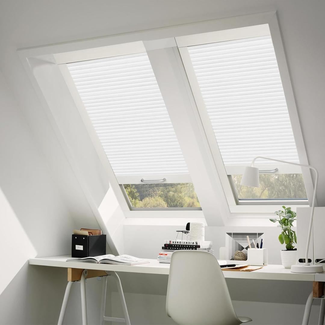 Light Filtering Skylight Blind for Ceiling, Skylight Shades Window Cordless Cellular Shades Thermal Insulation Honeycomb Blinds for Roof Inclined Plane Room Windows, (Light Filtering,White) (Custom Size)