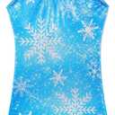 BAOHULU Gymnastics Leotards for Girls Kids Sparkle Tank Biketards with Shorts Dance Outfit (Blue)