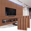 Acoustic Wood Wall Panels and Wooden Panels Wall Decor,2 Pack 23.62 X 23.62 Recording Studio Acoustical Treatments and Sound Absorbing for Living Room or Office,Cherry