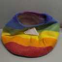 Woolygon Premium Felt Cat Cave Bed  Wool Kitty Beds Handcrafted Kitten Caves Bed for Indoor Cats - Made from Merino Wool, Foldable Cat Hideaway Covered Cat House Pod (Rainbow Twist)