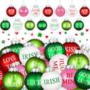 Syhood 36 Pcs St Patrick's Day Decorations Shamrock Tree Ornament Set Irish Good Luck Green 2.36 Inch Green Hanging Plastic Ball Tree Decorations for Home St Patrick's Day Anniversary Party Decor