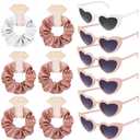 2 x Satin Bridesmaid Scrunchies Bachelorette Hair Ties Set of 6 sunglasses Bridal Shower No Damage Hairties ideas Gift for Wedding Party Favors Bridesmaid Proposal Gifts (White&Rose gold)