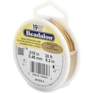 Beadalon 19-Strand Bead Stringing Wire, 0.018-Inch, Gold Color, 30-Feet