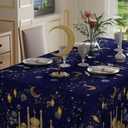 XCHI Golden Castle Moons Stars Lantern Fireworks Ramadan Kareem Tablecloth Rectangle Table Cloth Table Covers for Indoor Dining Home Party Decorations 60x84 Inch