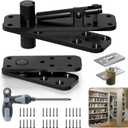 Pivot Hinge, Heavy Duty Hidden Door Hinge for Wood Secret Door, Pivot Door Hardware for Hidden Door Bookcase, 360 Degree Rotation Stainless Steel Invisible Pivot Hinge System  Black (Large)