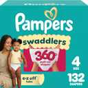 Pampers Diapers - Swaddlers 360° - Size 4, 132 Count, up to 100% Leakproof Comfy Dry Fit, EZ Off Tabs Designed for Easy Changes, Pull On Diaper