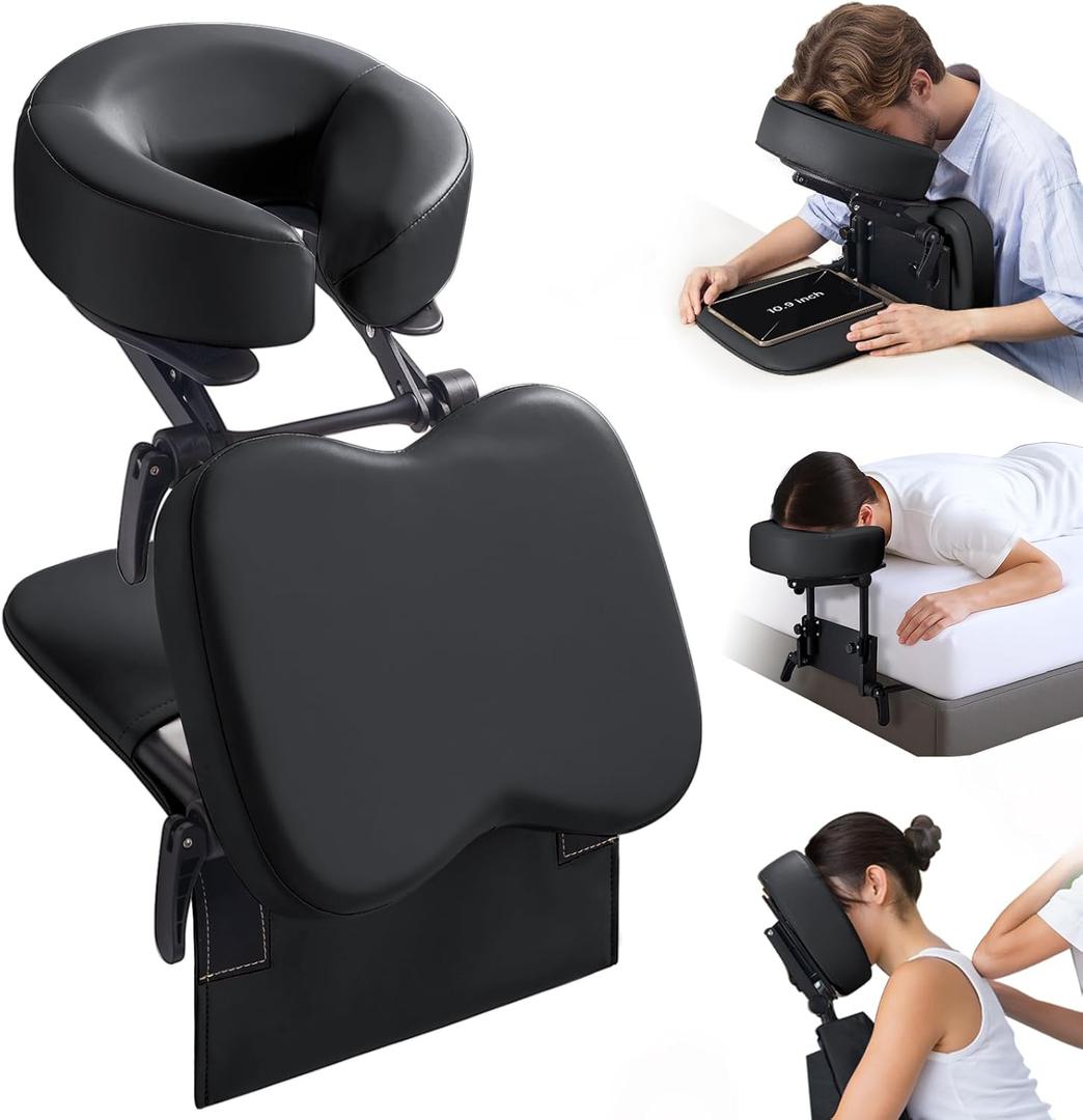 Udefineit 3 in 1 Multifunctional Portable Face Down Cradle Massage Kit for Desktop, Massage Bed & Home Mattress, Deluxe Adjustable Headrest Face Pillow Bracket for Office Sleeping Nap Rest