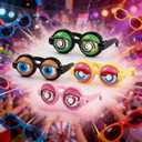 Funny Prop Glasses, Blinking Eye Glasses, Crazy Eyes Kinetic Winking Glasses, Novelty Funny Party Costume Props For Adults