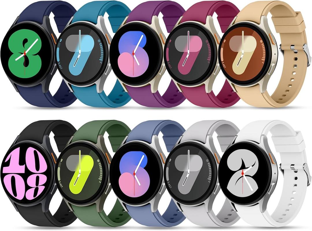 Lerobo 10Pack No Gap Band Compatible with Samsung Galaxy Watch 7 6 5 4 44mm 40mm/Watch 5 Pro 45mm/Galaxy Watch 6 4 Classic 47mm 46mm 43mm 42mm,20mm Quick Release Silicone Sport Band for Women Men (Navy Blue/Slate Blue/Purple/Wine/Milk Tea/Black/Army Green/Blue Gray/Light Gray/White)