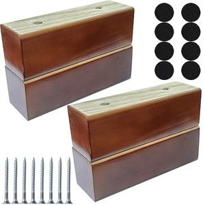 Btibpse 2 Inch Wooden Sofa/Bed Riser L Shaped Wood Furniture Legs/Couch Legs/Replacement Sofa Feet/Dresser Leg Set of 4 (Rectangle, Dark Brown)