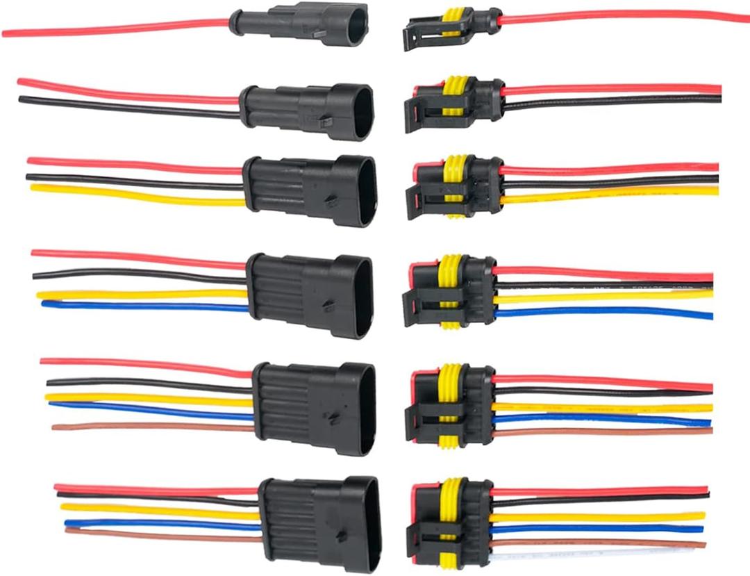 1/2/3/4/5/6 Pin Connector with 16 AWG Wire Automotive Electrical Connectors Waterproof Wire Connectors for Car Truck Motorcycle Marine Boat 20PCS Kits