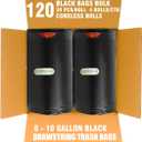 8-10 Gallon Trash Bags Drawstring, 120 Count Bulk, Black & Unscented Multi-purpose Garbage Bags for Business Home Bathroom Kitchen Commercial and Industrial