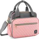 Crossbody Small Diaper Bag, Cute Mini Baby Diaper Tote Bags with Insulated Pockets for Traveling Outdoor Parent (Pink+gray)