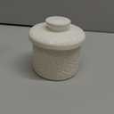 Butter Crock with Water Line, Ceramic Butter Keeper for Counter, French Butter Dish with Lid for Spreadable Fresh Butter (Vintage White)
